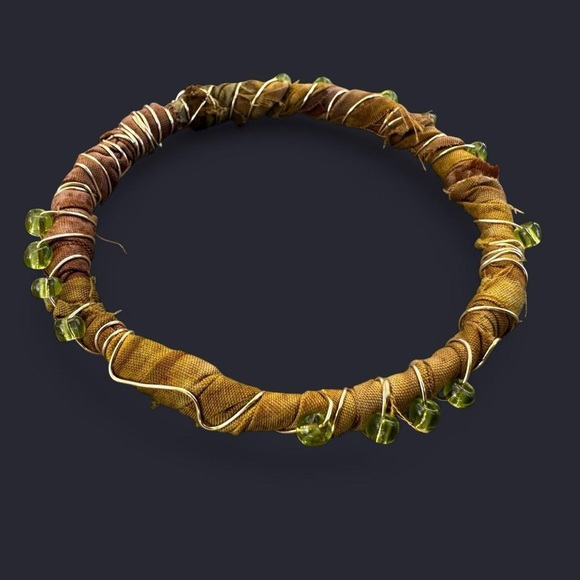 Fabric Wire Wrapped Bead Bangle